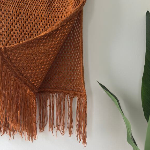 House of Harlow 1960 Revolve Fringe Hem Midi Skirt Elastic waist open knit slit - Picture 5 of 11